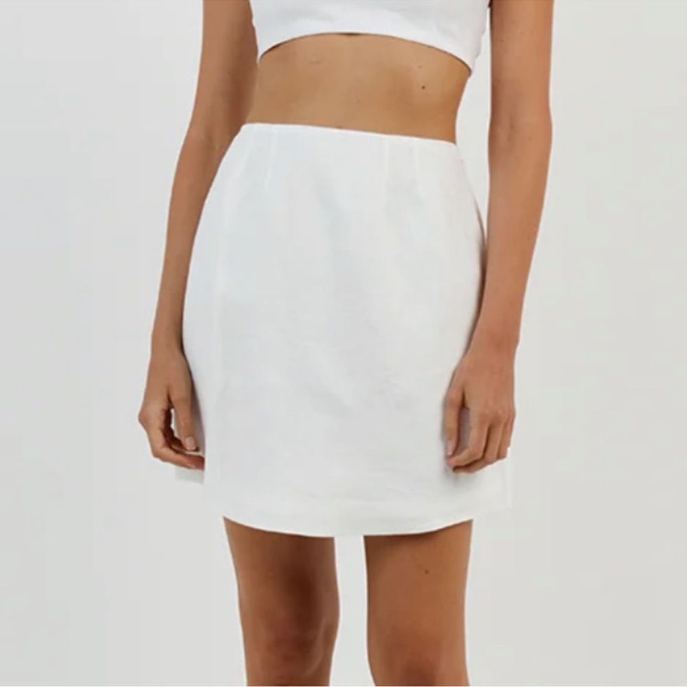 DISSH VIENNA WHITE LINEN MINI SKIRT